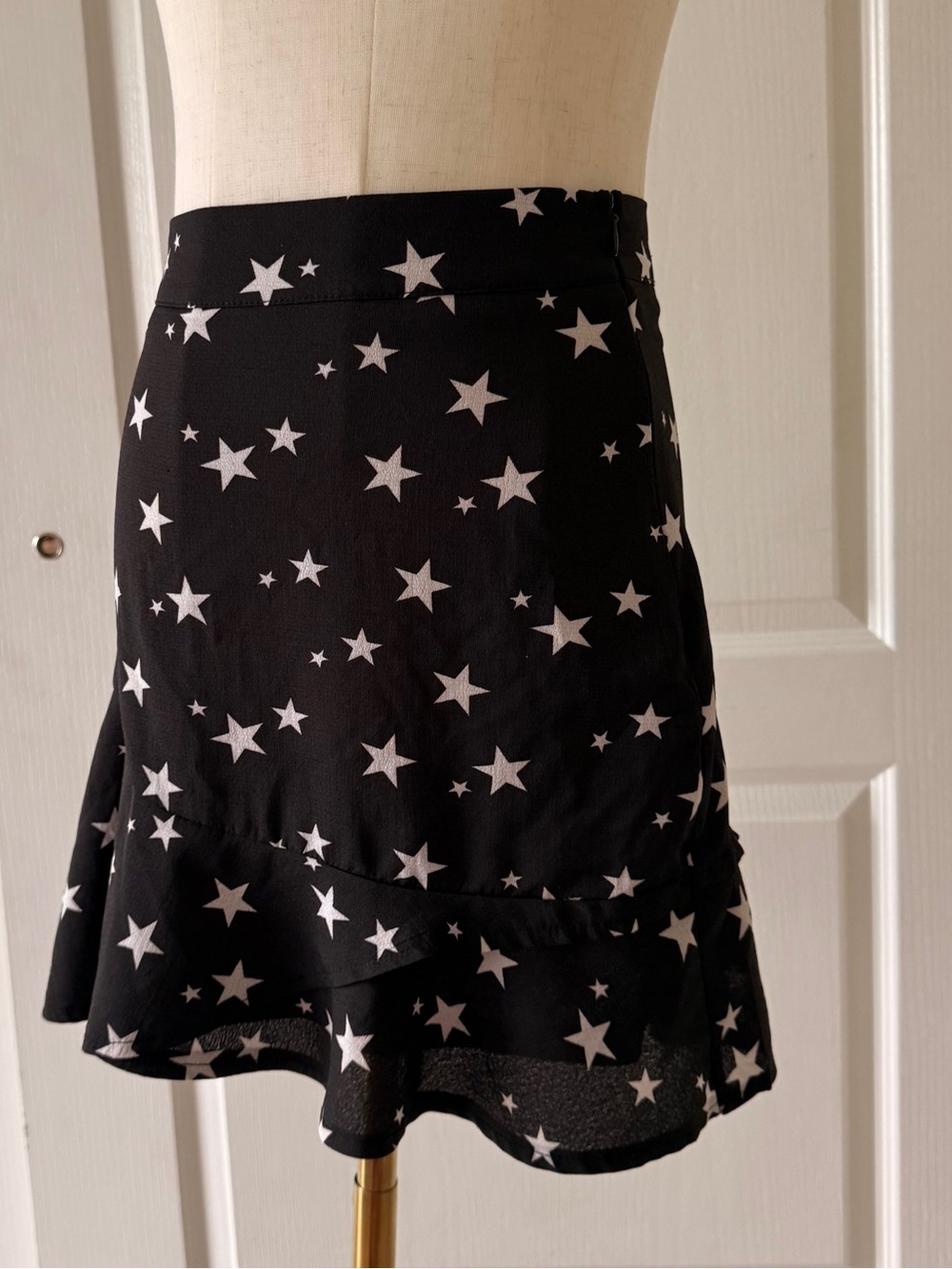 Nasty Gal Black Mini Skirt with White Star Print